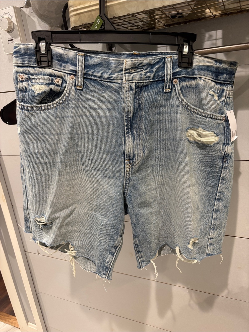 GAP Bermuda loose Light Blue Distressed Denim Shorts